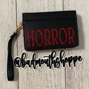 *Witchwood Bags HORROR Halloween Red Glitter Black Gold Book Wallet Wristlet